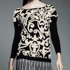 Black & Ivory Jacquard Sweater S DesigNation